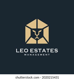 Abstract Lion Leo Real Estate Luxury Logo Design