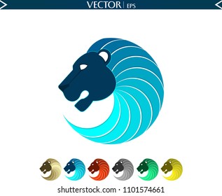 Abstract Lion Logo. Blue Logo. Vector Illustration Icon