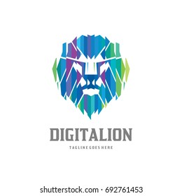 Abstract Lion Logo - Digital Lion Vector - Colorful Lion Head