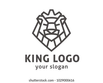 Abstract lion logo template. Vector format, available for editing. Black-and-white version on a light background.