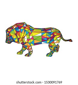 Abstract Lion Pop Art Isolated Images, Animal Background in Mosaic style 