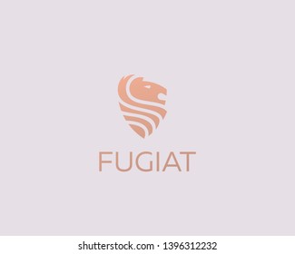Abstract lion shield vector logo symbol. Premium business icon logotype.