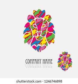 Abstract lion sign/symbol in vivid colors, design element. Can be used for corporate identity, company emblem, jewelry shape, print, labels, cards, manufacturing. Animal theme