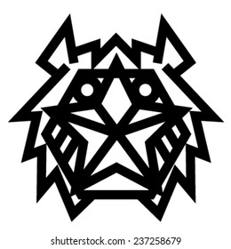 Abstract lion and star tattoo vector