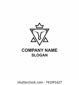 Abstract lion triangle minimalist logo.