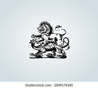 Abstract Lion Tribal Drawing for Illustration