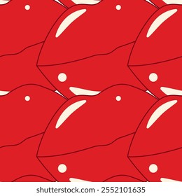 Abstract lips create texture Seamless Pattern in trendy red. St Valentines Day background concept