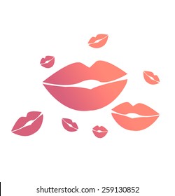 Abstract Lips in Flowing Pink with White Background
