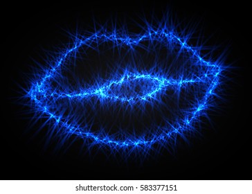 Abstract lips from light particles. Vector illustration