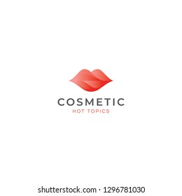 Abstract Lips Logo Design in Red Colors Combination with Gradient Effect