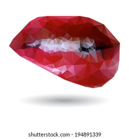 Abstract lips in origami style