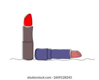 Abstract lipstick,  continuous single one line art hand drawing sketch logo