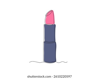 Abstract lipstick,  continuous single one line art hand drawing sketch logo