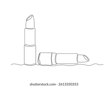 Abstract lipstick,  continuous single one line art hand drawing sketch logo