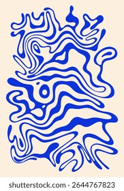 Abstract liquid acid blue marble poster pattern wave background layout banner copy space illustration textile print art