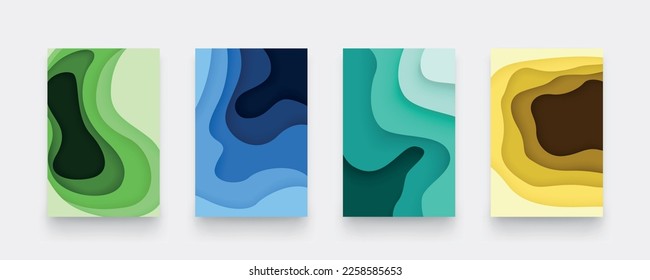 abstract liquid backdrop boards layer design set