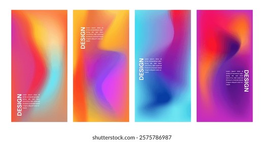 Abstract liquid backdrop with variations. Color blending and blurred fluid texture. Vibrant gradient mesh. suitable for posters, advertisements, brochures, flyers, and covers. EPS vector file.