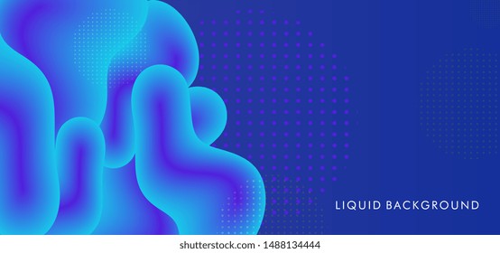 Abstract liquid background with blue colors trendy 3d fluid splash. Vector illustration wave shape cool colors theme.