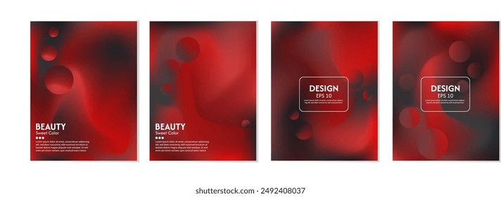 Abstractas fondo líquido. Colección de variaciones. color rojo brillante. El color del líquido es opaco. Malla de degradado. Plantilla de diseño moderno para póster, Anuncio publicitario, folleto, folleto, cubierta,