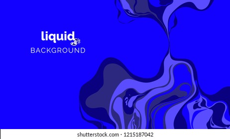 Abstract liquid background, in cool blue and purple ink on light blue