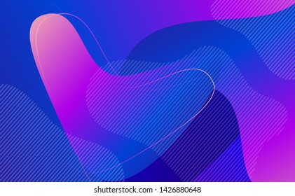 Abstract liquid background. Fluid design. Gradient waves and shapes with geometric lines, strips. Vector illustration.