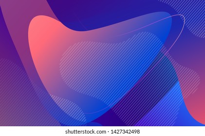 Abstract liquid background. Fluid design. Gradient waves and shapes with geometric lines, strips. Vector illustration. EPS 10
