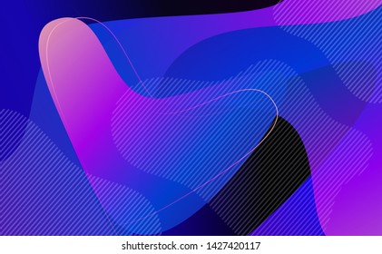 Abstract liquid background. Fluid design. Gradient waves and shapes with geometric lines, strips. Vector illustration.
