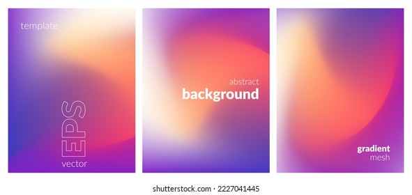 Abstract liquid background. Gradient mesh. Variation set. Orange violet saturated vivid color blend. Modern design template for posters, ad banners, brochures, flyers, covers, websites. Vector image