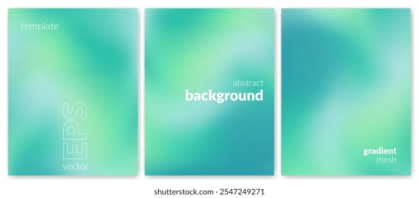 Abstract liquid background. Gradient mesh. Effect blend light green color. Blurred fluid colorful mix. Modern design template for web cover, header, ad banner, poster, brochure, flyer. Vector image