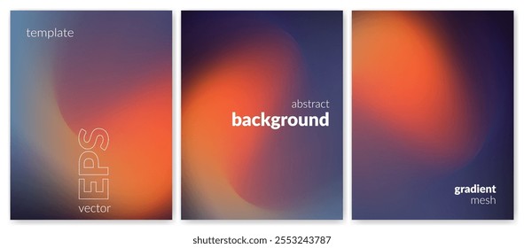 Abstract liquid background. Gradient mesh. Effect blend orange blue color. Blurred fluid colorful mix. Modern design template for web cover, header, ad banner, poster, brochure, flyer. Vector image