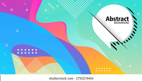 Abstract liquid background with memphis element design vector on trendy color. For banners, backdrop, web, and others aplication. 