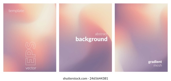 Abstract liquid background set. Gradient mesh. Effect bright color blend. Blurred fluid colorful mix. Modern design template for web covers, ad banners, posters, brochures, flyers. Vector image EPS