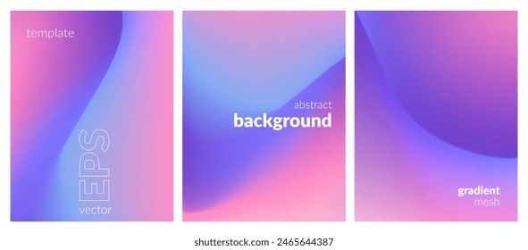 Abstract liquid background set. Gradient mesh. Effect bright color blend. Blurred fluid colorful mix. Modern design template for web covers, ad banners, posters, brochures, flyers. Vector image EPS
