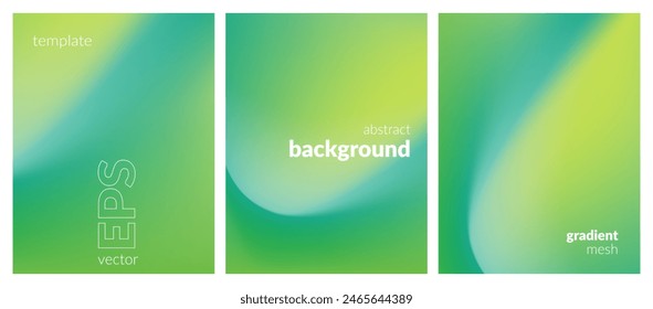 Abstract liquid background set. Gradient mesh. Effect bright color blend. Blurred fluid colorful mix. Modern design template for web covers, ad banners, posters, brochures, flyers. Vector image EPS