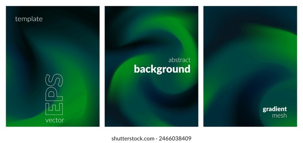 Abstract liquid background set. Gradient mesh. Effect dark color blend. Blurred fluid colorful mix. Modern design template for web covers, ad banners, posters, brochures, flyers. Vector image EPS