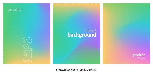 Abstract liquid background set. Gradient mesh. Effect bright color blend. Blurred fluid colorful mix. Modern design template for web covers, ad banners, posters, brochures, flyers. Vector image EPS