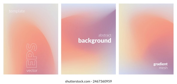 Abstract liquid background set. Gradient mesh. Effect bright color blend. Blurred fluid colorful mix. Modern design template for web covers, ad banners, posters, brochures, flyers. Vector image EPS