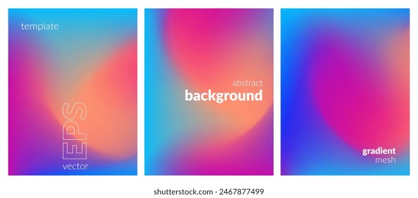 Abstract liquid background set. Gradient mesh. Effect bright color blend. Blurred fluid colorful mix. Modern design template for web covers, ad banners, posters, brochures, flyers. Vector image EPS