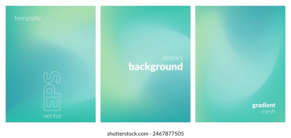 Abstract liquid background set. Gradient mesh. Effect bright color blend. Blurred fluid colorful mix. Modern design template for web covers, ad banners, posters, brochures, flyers. Vector image EPS