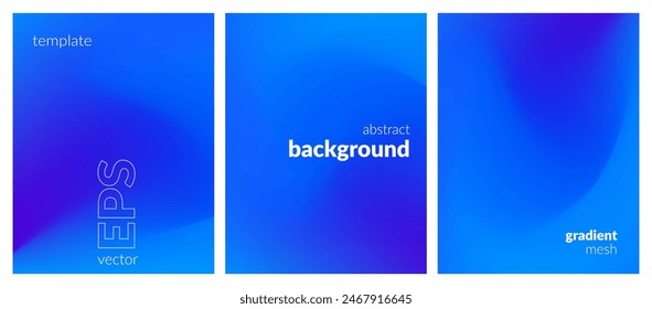 Abstract liquid background set. Gradient mesh. Effect bright color blend. Blurred fluid colorful mix. Modern design template for web covers, ad banners, posters, brochures, flyers. Vector image EPS