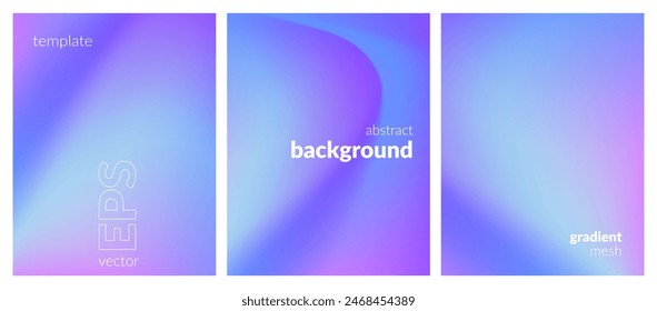 Abstract liquid background set. Gradient mesh. Effect bright color blend. Blurred fluid colorful mix. Modern design template for web covers, ad banners, posters, brochures, flyers. Vector image EPS