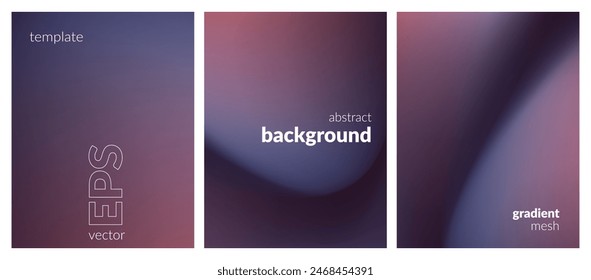 Abstract liquid background set. Gradient mesh. Effect dark color blend. Blurred fluid colorful mix. Modern design template for web covers, ad banners, posters, brochures, flyers. Vector image EPS