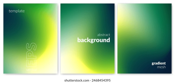 Abstract liquid background set. Gradient mesh. Effect bright color blend. Blurred fluid colorful mix. Modern design template for web covers, ad banners, posters, brochures, flyers. Vector image EPS