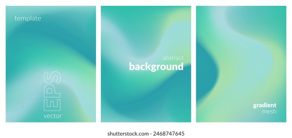 Abstract liquid background set. Gradient mesh. Effect bright color blend. Blurred fluid colorful mix. Modern design template for web covers, ad banners, posters, brochures, flyers. Vector image EPS