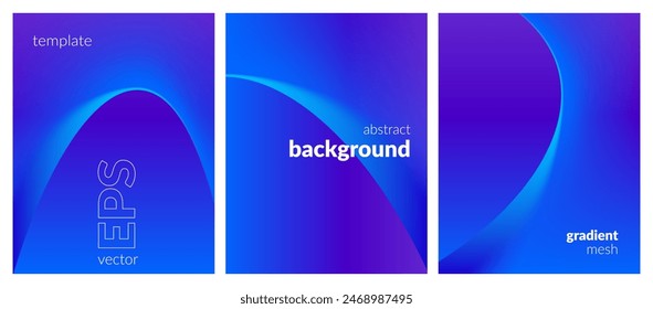 Abstract liquid background set. Gradient mesh. Effect bright color blend. Blurred fluid colorful mix. Modern design template for web covers, ad banners, posters, brochures, flyers. Vector image EPS