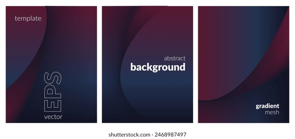 Abstract liquid background set. Gradient mesh. Effect dark color blend. Blurred fluid colorful mix. Modern design template for web covers, ad banners, posters, brochures, flyers. Vector image EPS