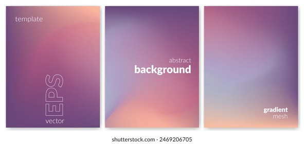 Abstract liquid background set. Gradient mesh. Effect bright color blend. Blurred fluid colorful mix. Modern design template for web covers, ad banners, posters, brochures, flyers. Vector image EPS