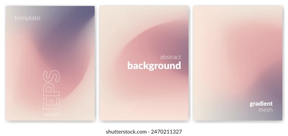 Abstract liquid background set. Gradient mesh. Effect bright color blend. Blurred fluid colorful mix. Modern design template for web covers, ad banners, posters, brochures, flyers. Vector image EPS