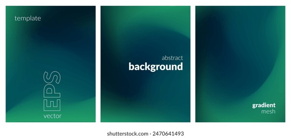 Abstract liquid background set. Gradient mesh. Effect dark color blend. Blurred fluid colorful mix. Modern design template for web covers, ad banners, posters, brochures, flyers. Vector image EPS