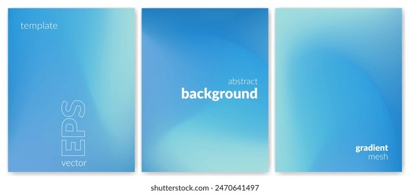 Abstract liquid background set. Gradient mesh. Effect bright color blend. Blurred fluid colorful mix. Modern design template for web covers, ad banners, posters, brochures, flyers. Vector image EPS